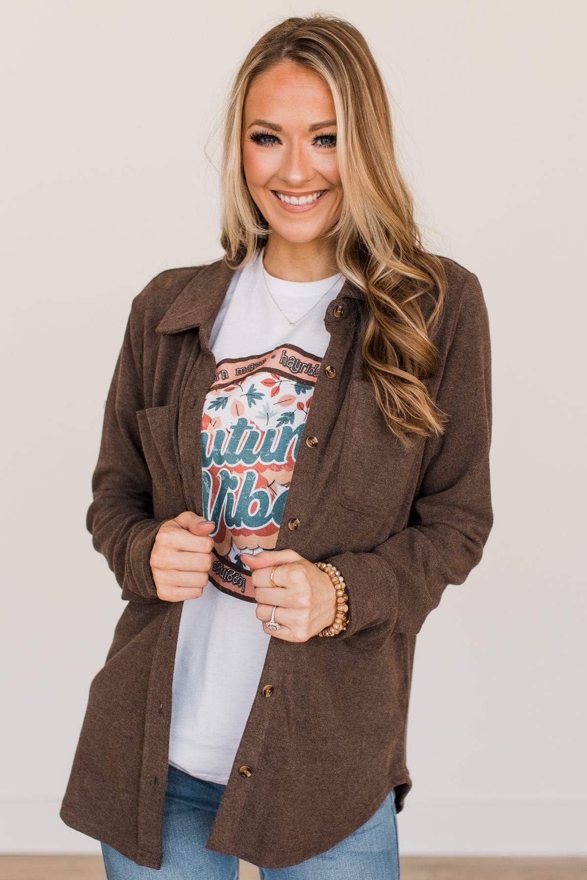 Thread & Supply Free Falling Lightweight Button Down Jacket- Brown