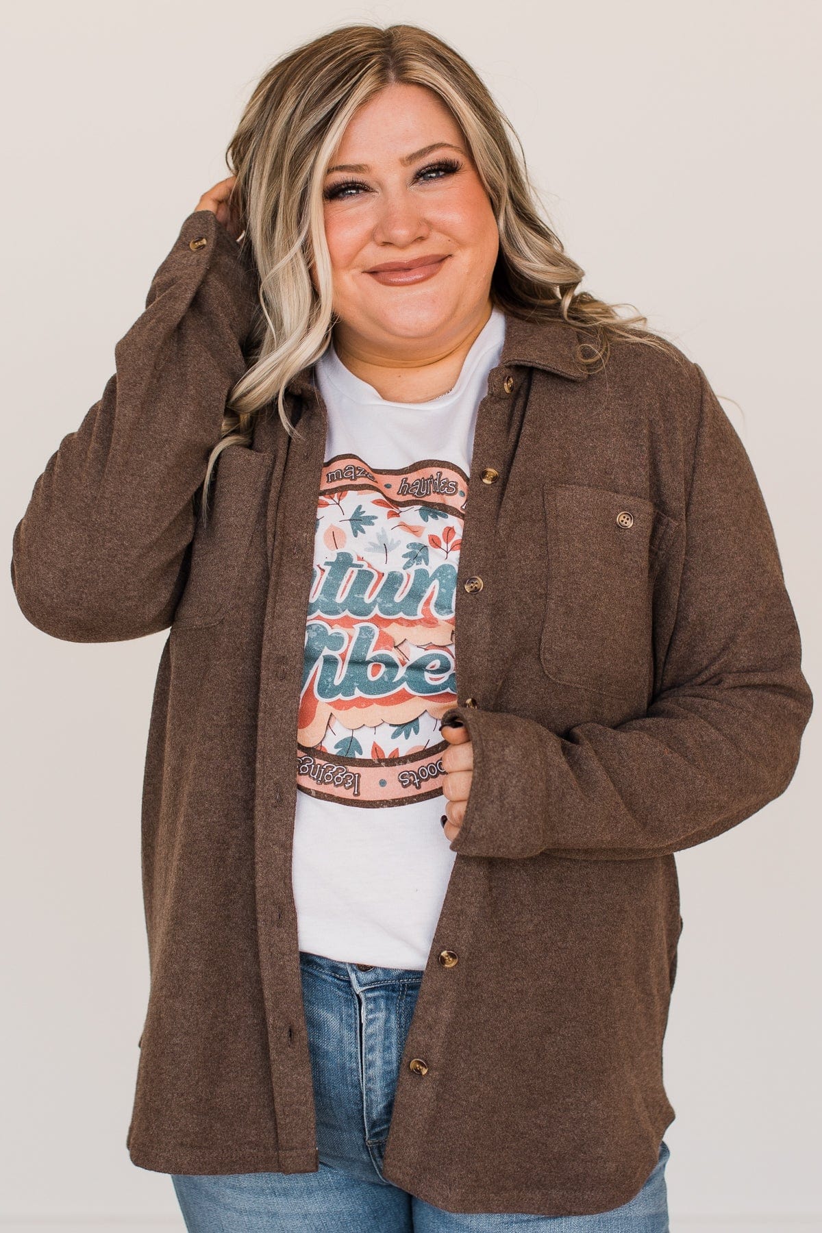 Thread & Supply Free Falling Lightweight Button Down Jacket- Brown