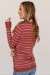 Grateful For You Striped Sweater- Rust