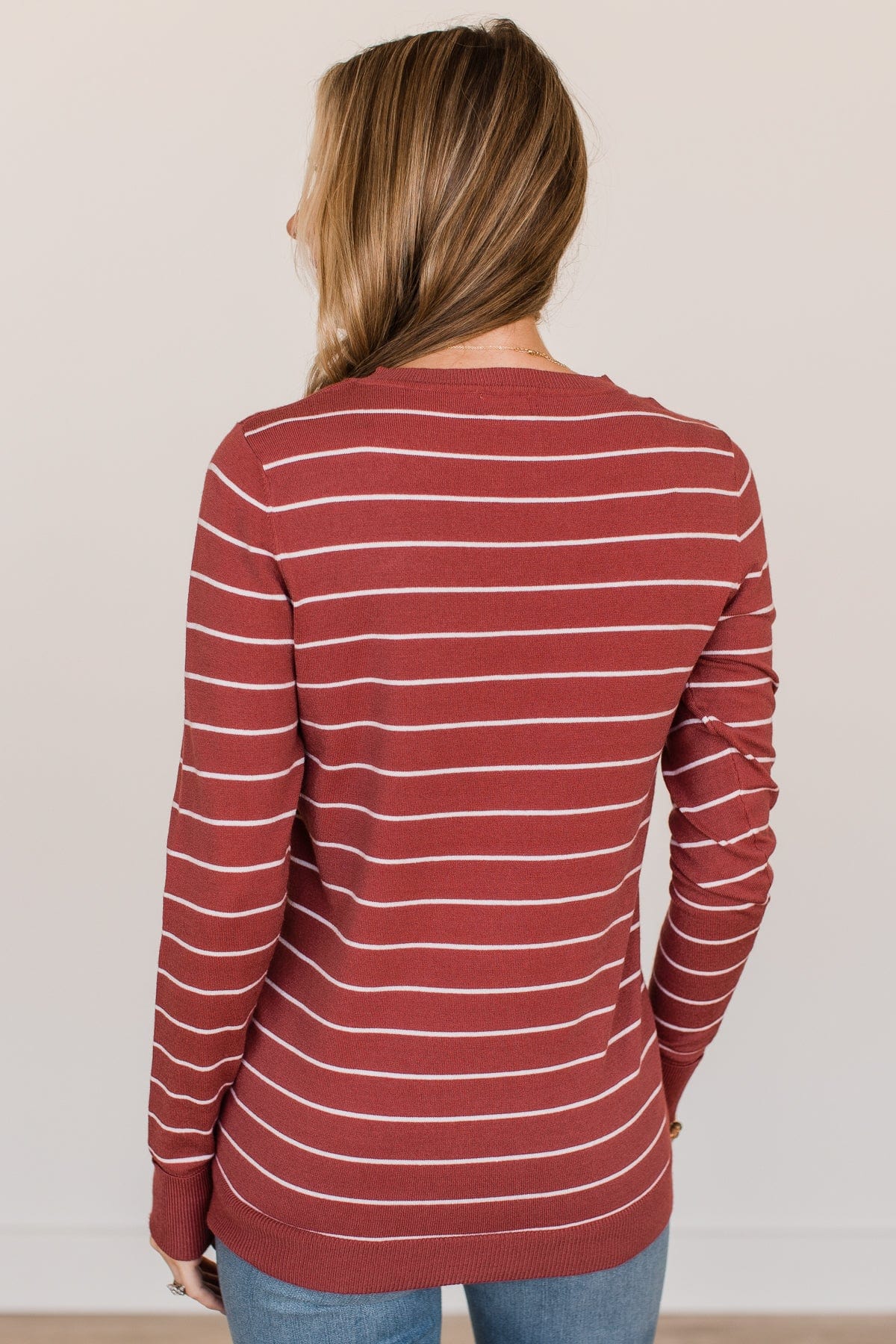 Grateful For You Striped Sweater- Rust