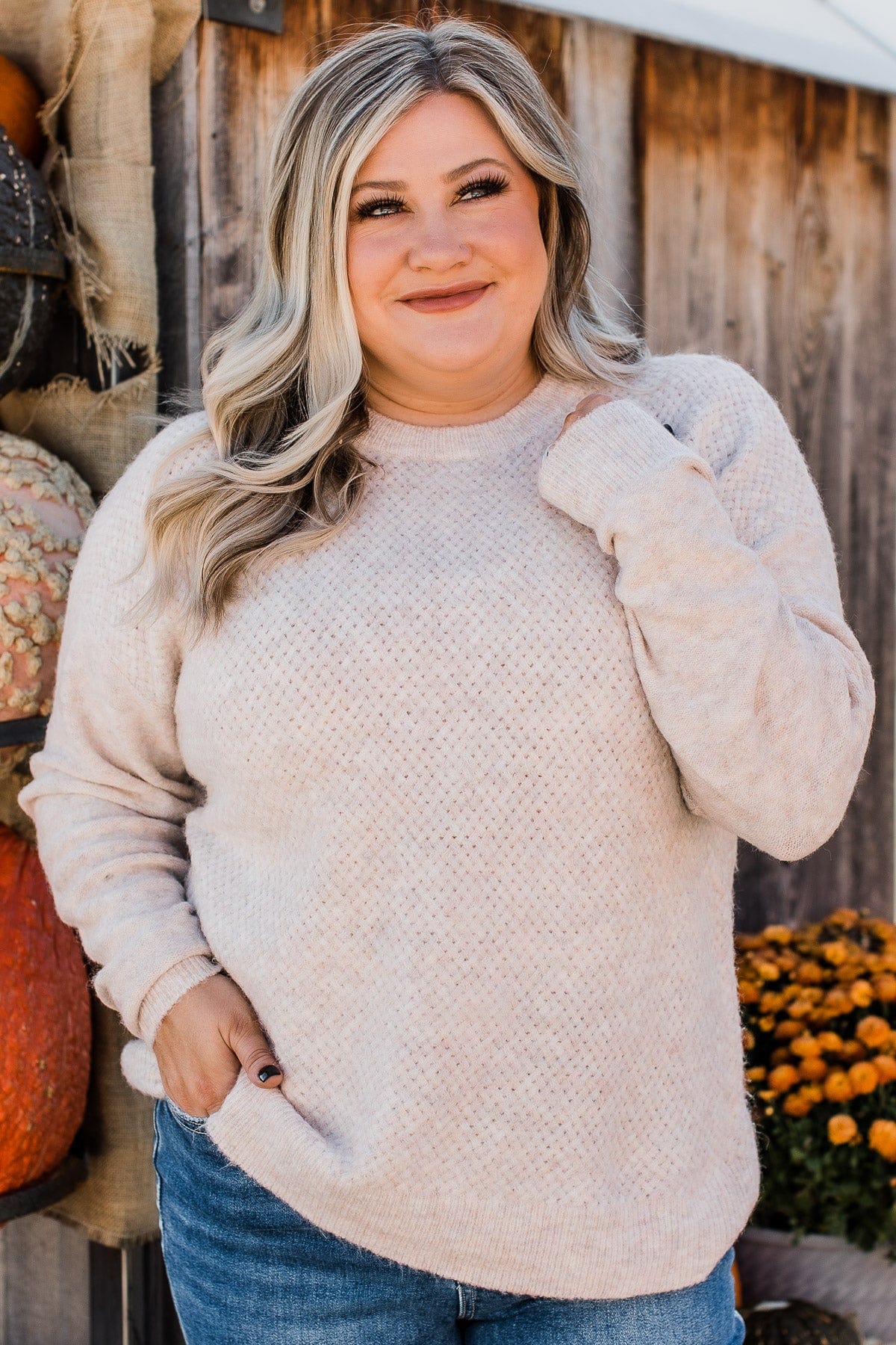 Feeling Fortunate Knit Sweater- Oatmeal