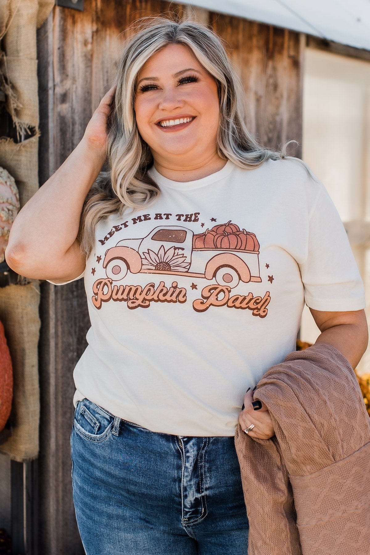 "Meet Me At The Pumpkin Patch" Graphic Tee- Cream