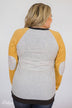Elbow Patch Color Block Pullover Top- Yellow, Charcoal, Grey