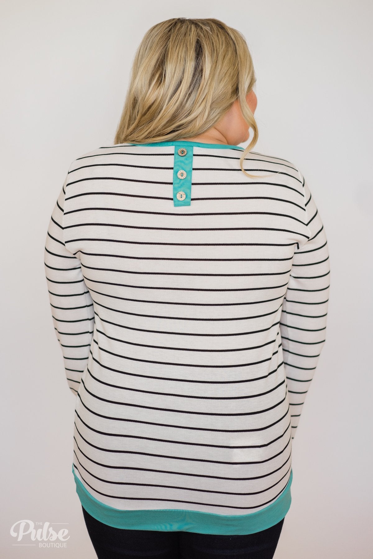 Follow the Beat Striped Top- Turquoise Blue
