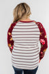 The Perfect Day Striped Floral Top- Burgundy & Ivory