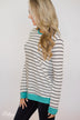 Follow the Beat Striped Top- Turquoise Blue