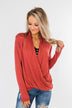 Can't Help This Feeling Front Wrap Top- Rusty Mauve