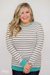 Follow the Beat Striped Top- Turquoise Blue