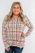 Long Sleeve Front Twist Top- Mauve, Cream, & Navy