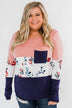 The Time Is Now Long Sleeve Floral top- Blush & Navy