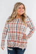 Long Sleeve Front Twist Top- Mauve, Cream, & Navy