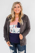 Carried Away Drawstring Waist Jacket- Charcoal