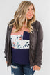 Carried Away Drawstring Waist Jacket- Charcoal