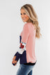 The Time Is Now Long Sleeve Floral top- Blush & Navy