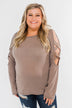 Something More Exciting Cold Shoulder Top- Mocha