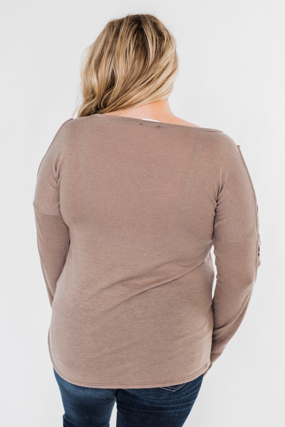 Something More Exciting Cold Shoulder Top- Mocha