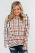 Long Sleeve Front Twist Top- Mauve, Cream, & Navy
