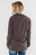 Carried Away Drawstring Waist Jacket- Charcoal
