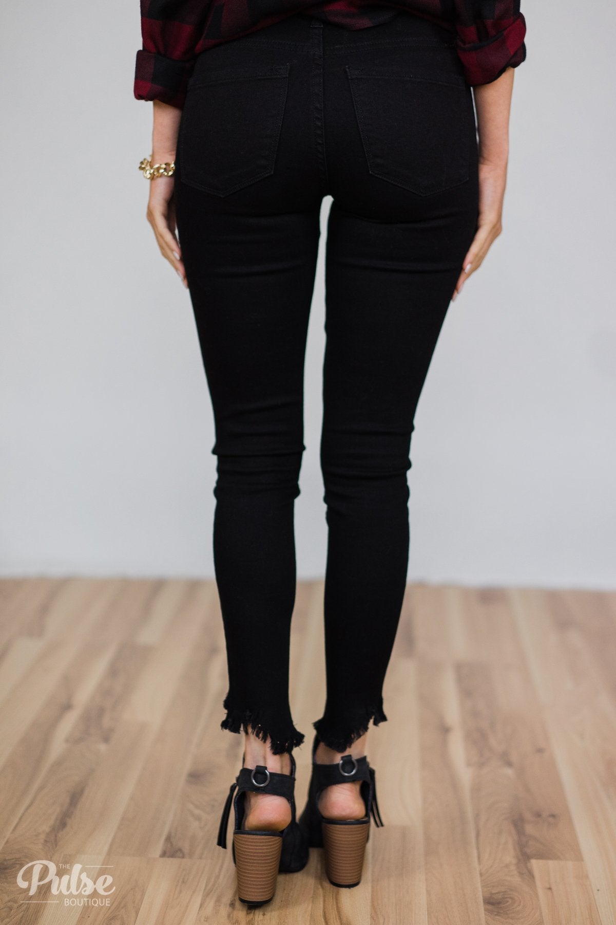 Kan Can Jeans- Black Ankle Distressed