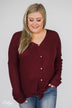Thermal Button Knot Top- Burgundy