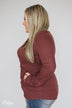 Need You Now 5-Button Henley Top- Red/Brown