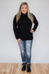 Solid Black Soft Cowl Neck Top