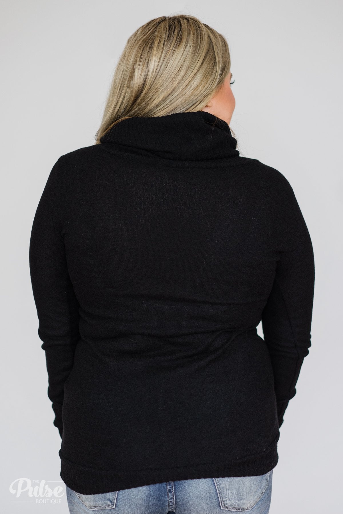 Solid Black Soft Cowl Neck Top