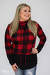 Can't Say No Buffalo Plaid Cowl Neck Top