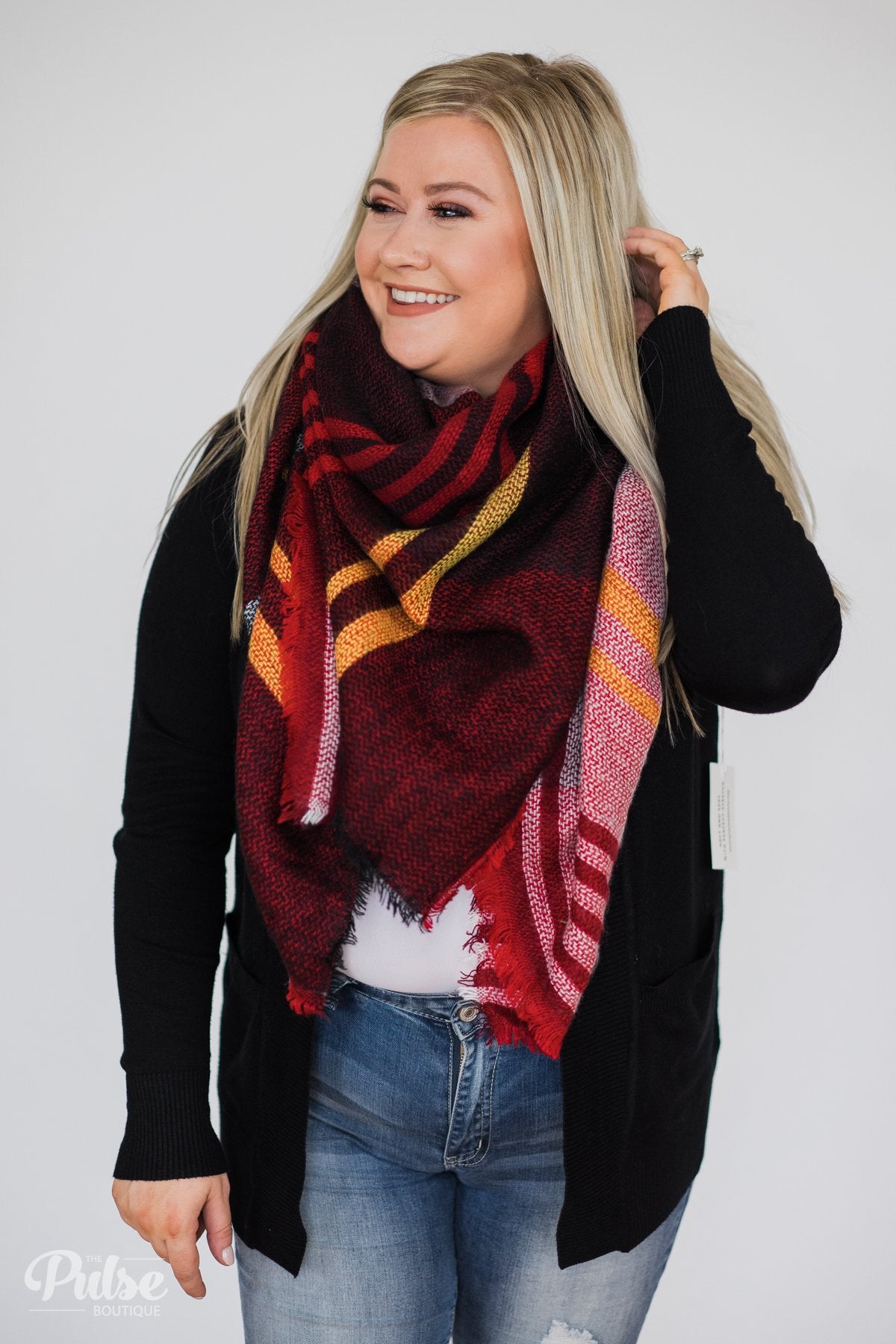 Wrap Around Me Blanket Scarf- Red