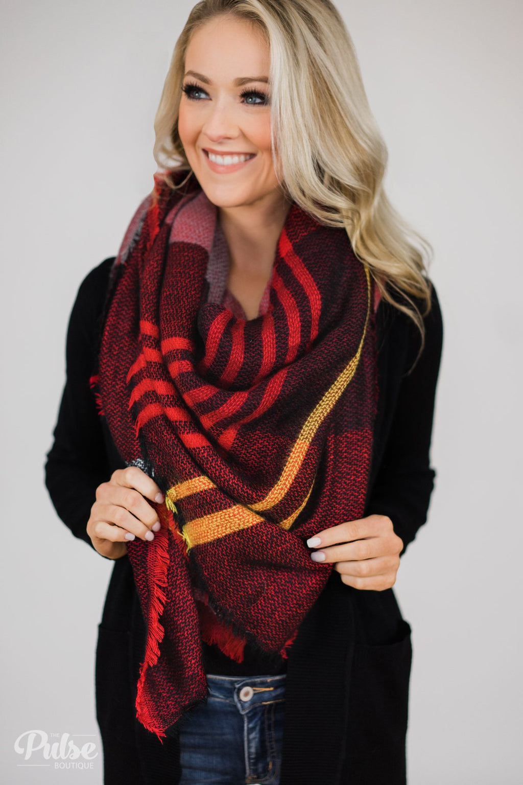 Wrap Around Me Blanket Scarf- Red