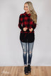 Can't Say No Buffalo Plaid Cowl Neck Top