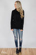Solid Black Soft Cowl Neck Top