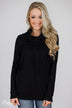 Solid Black Soft Cowl Neck Top