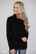 Solid Black Soft Cowl Neck Top