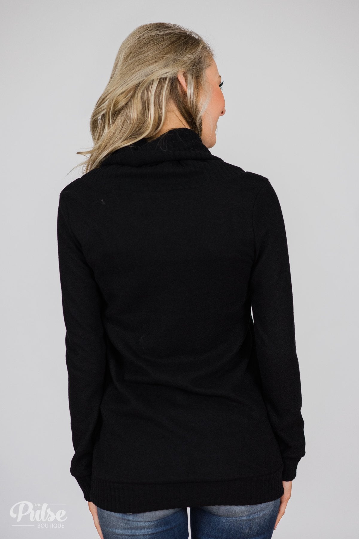 Solid Black Soft Cowl Neck Top