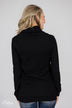 Solid Black Soft Cowl Neck Top