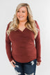 Gathering My Thoughts Wrap Top- Clay Brown