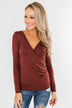 Gathering My Thoughts Wrap Top- Clay Brown