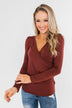 Gathering My Thoughts Wrap Top- Clay Brown