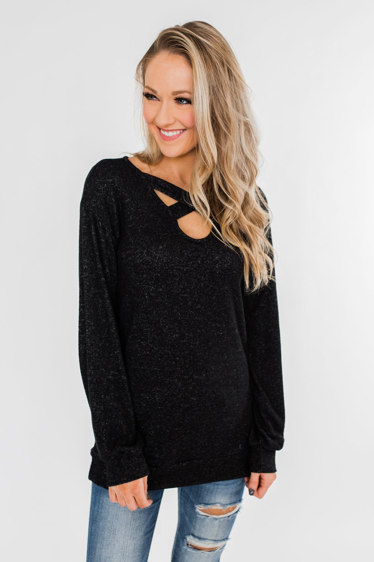 Dance The Day Away Criss Cross Top- Black