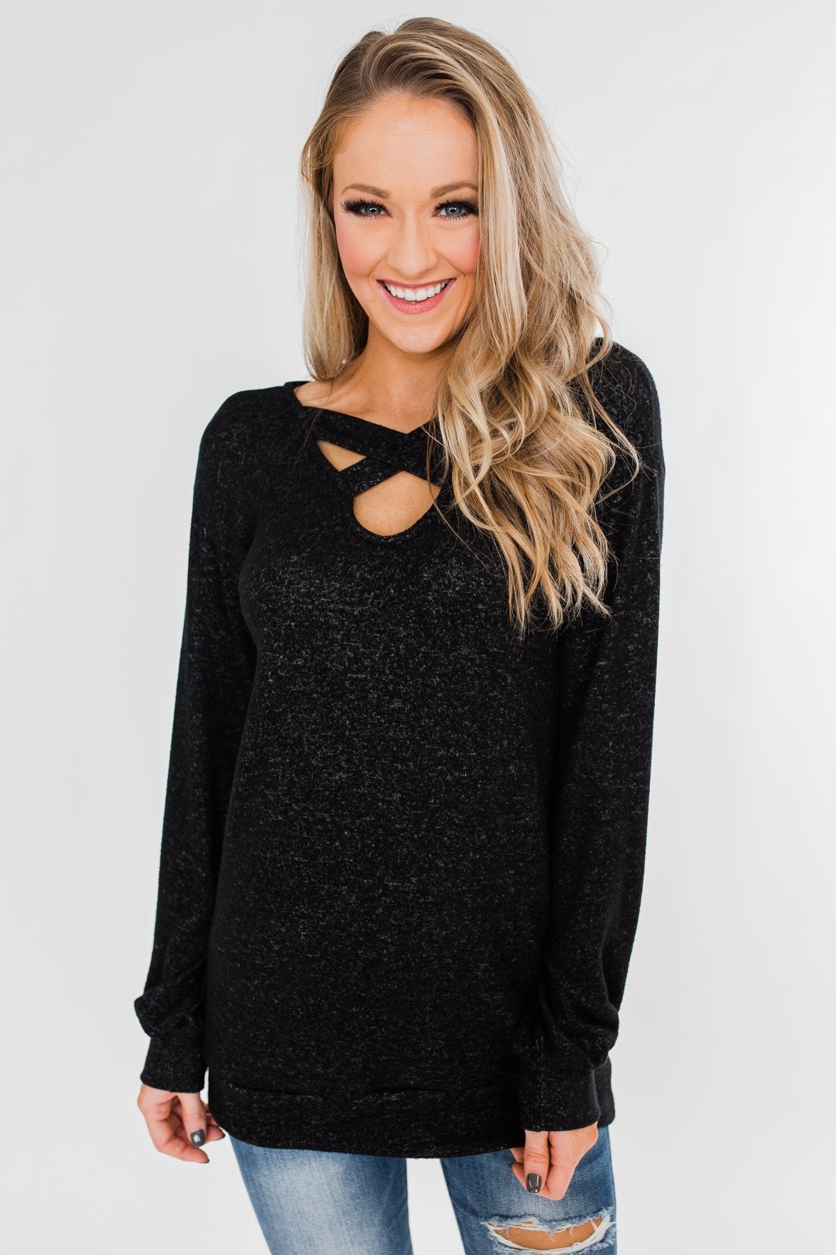 Dance The Day Away Criss Cross Top- Black