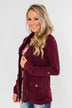 Carried Away Drawstring Waist Jacket- Wine