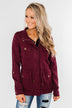 Carried Away Drawstring Waist Jacket- Wine