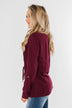 Carried Away Drawstring Waist Jacket- Wine