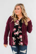 Carried Away Drawstring Waist Jacket- Wine