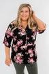 The Way To My Heart Floral Button Top- Black