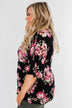 The Way To My Heart Floral Button Top- Black