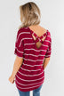 Shine The Way You Do Striped Top- Burgundy