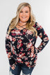 See You Later Criss Cross Floral Top- Navy