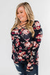 See You Later Criss Cross Floral Top- Navy